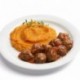 Beef meatballs with potato and carrot purée